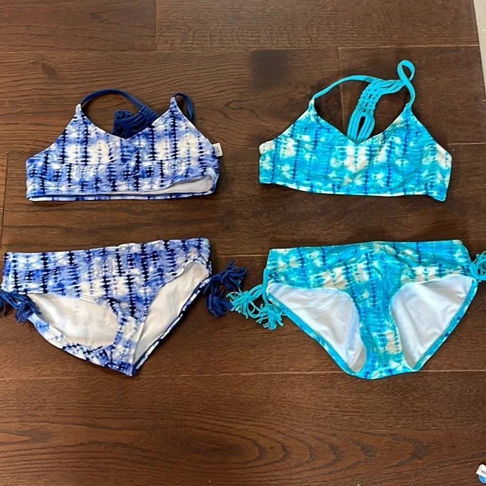 KANU Surf Girls Blue and White Bikinis Size 12